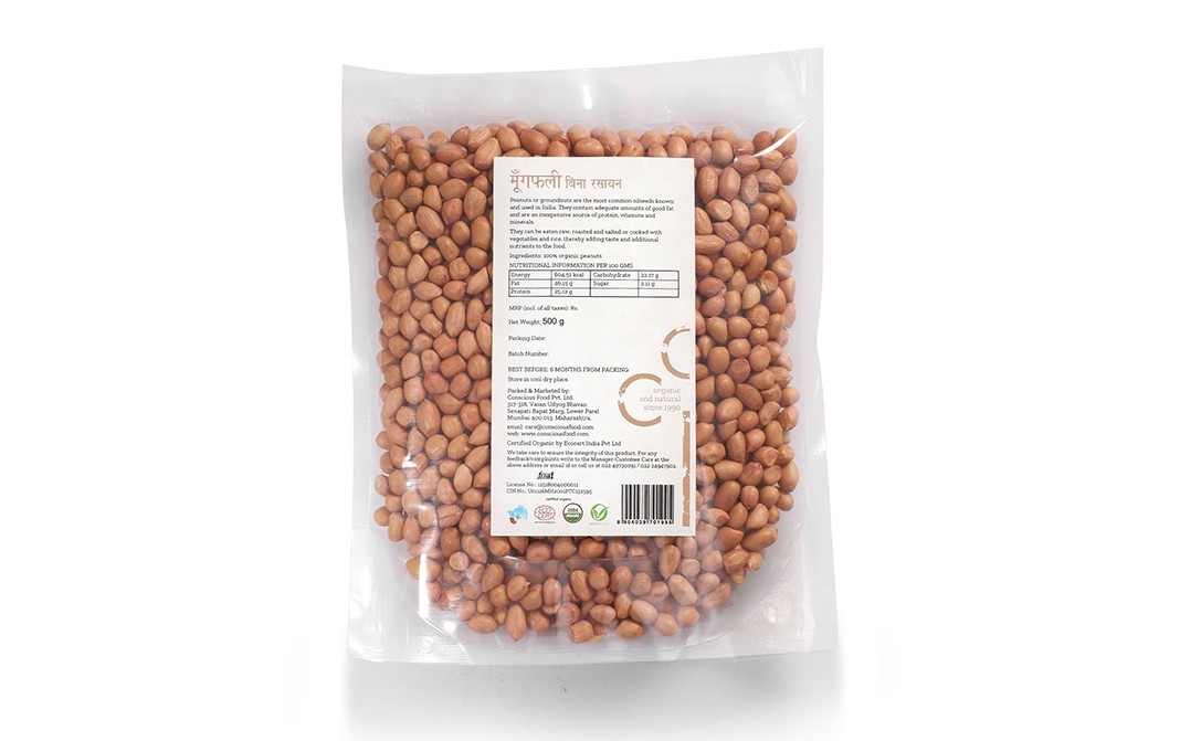 Conscious Food Peanuts Organic    Pack  500 grams